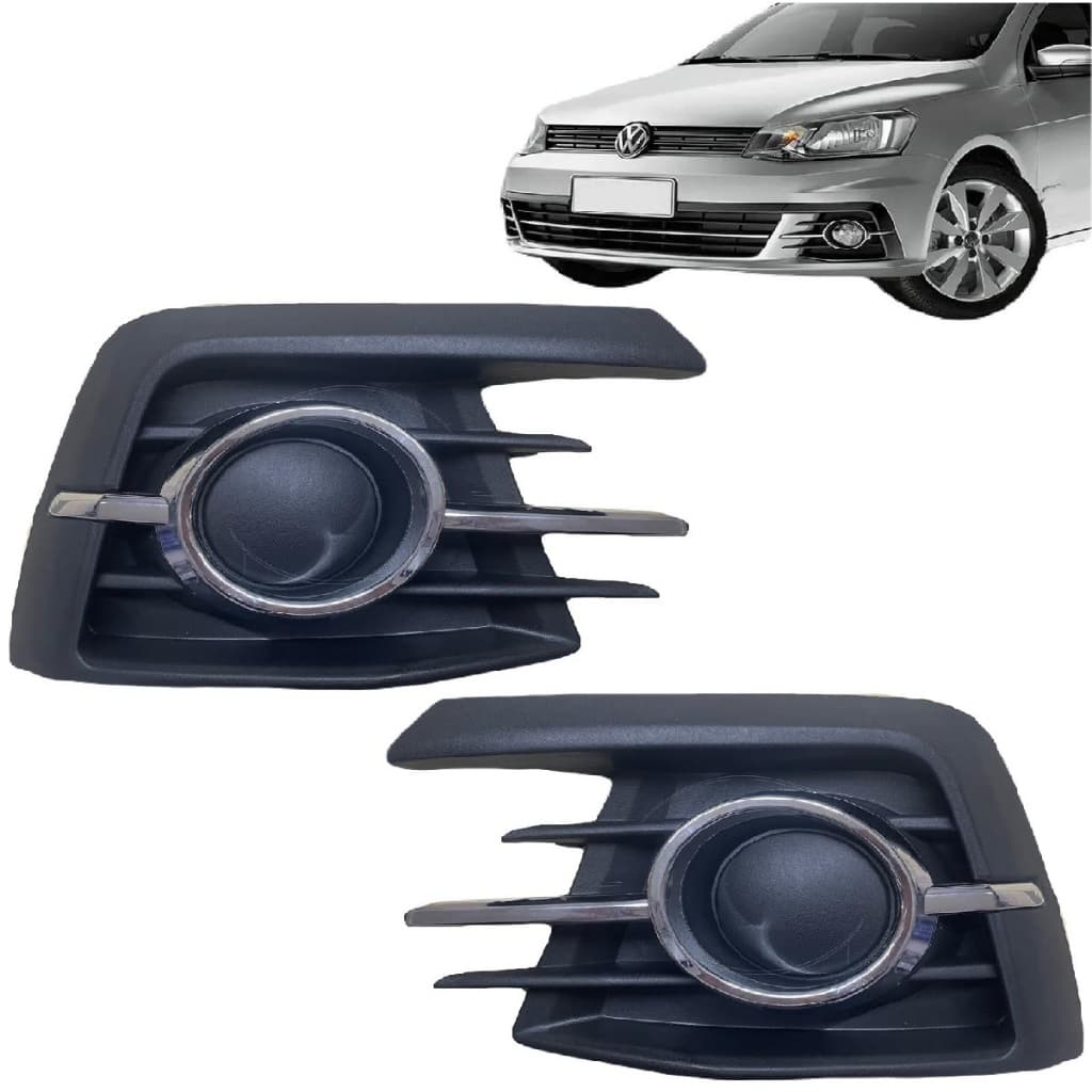 Grade Farol Milha Parachoque Voyage Gol G7 Sem furo de Milha Prata Preto