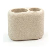Porta Escova de Dentes Oval Em Resina Banheiro Bancada Areia Elegante - Oikos