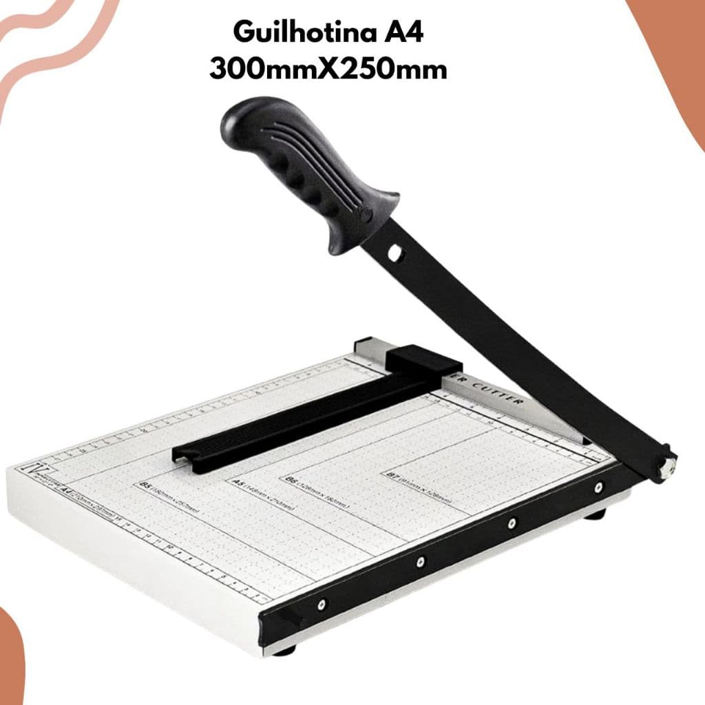 Guilhotina de Papel A4 30cm Corta até 12 Folhas c/ Travamento Segurança Aço Escritório Escolar Paper Cutter 300mmx250mm