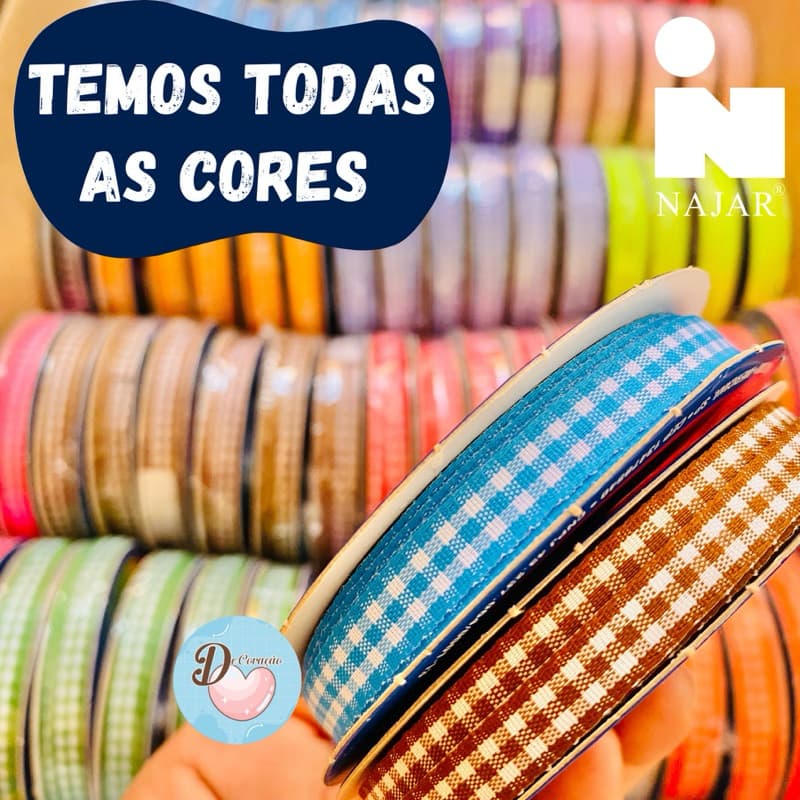 Fita Xadrez Najar (7mm x 10m) para Laço, Artesanato e Costura.