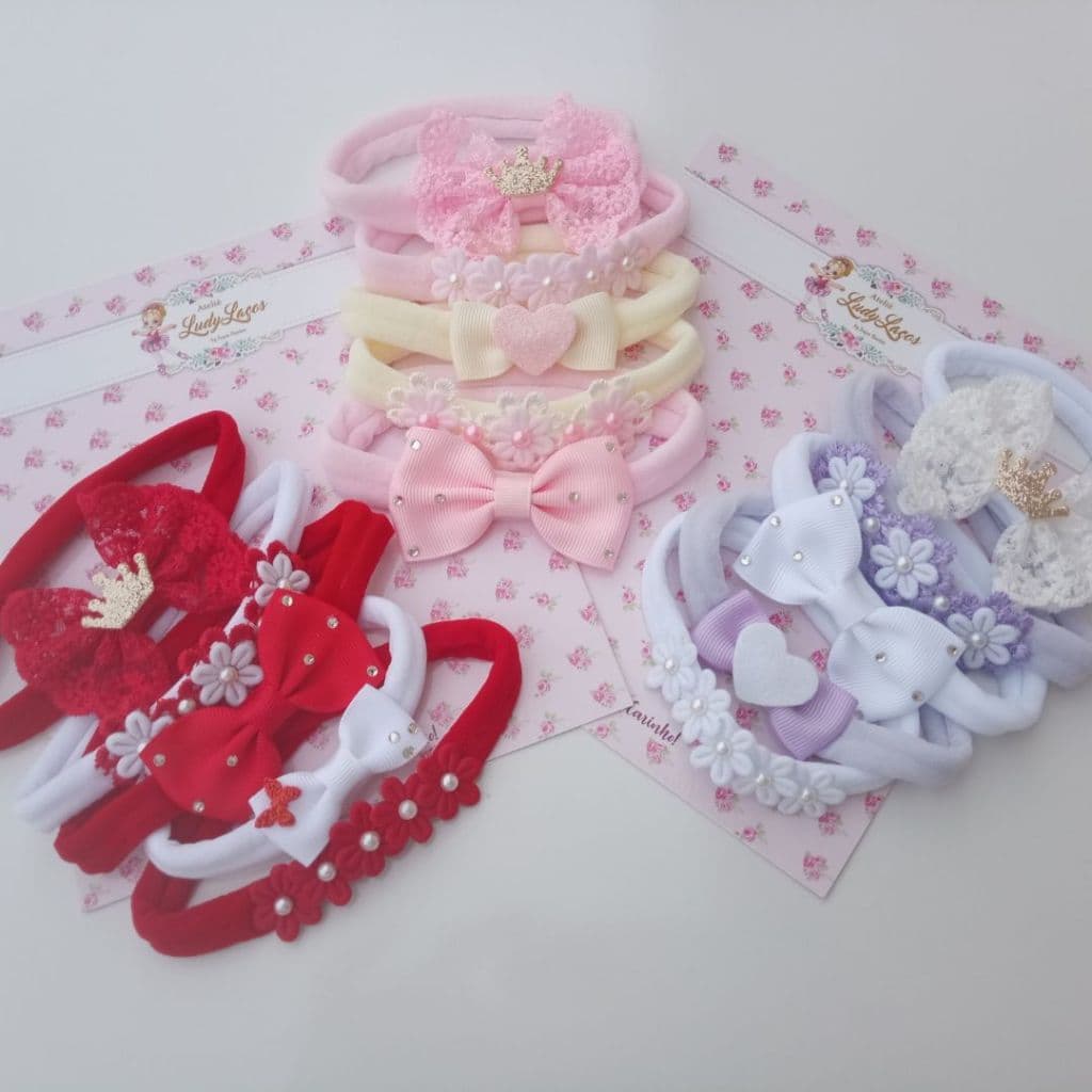 Kit com 5 Faixinhas de Cabelo para Bebê – Laços e Flores