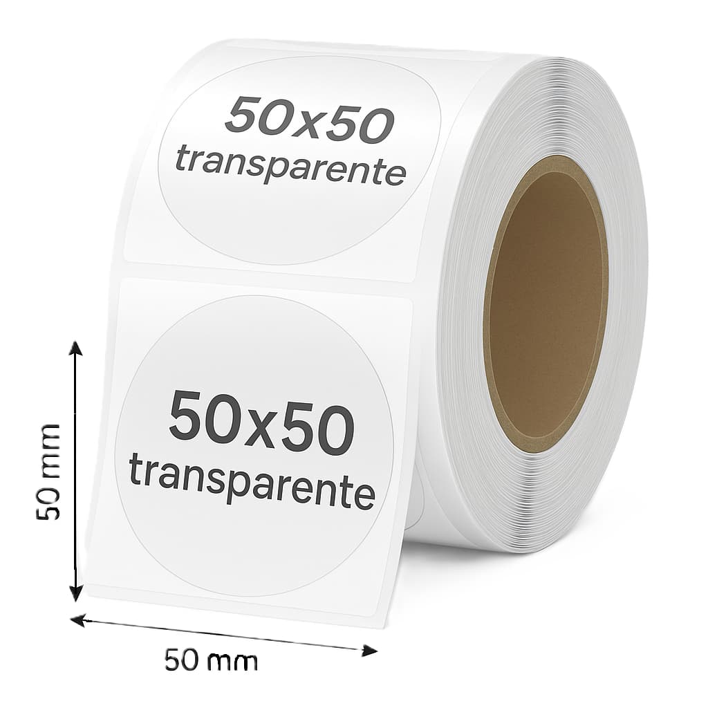 Etiquetas Térmicas Redondas Transparente 50x50mm  Niimbot Organização Premium 150 Unidades