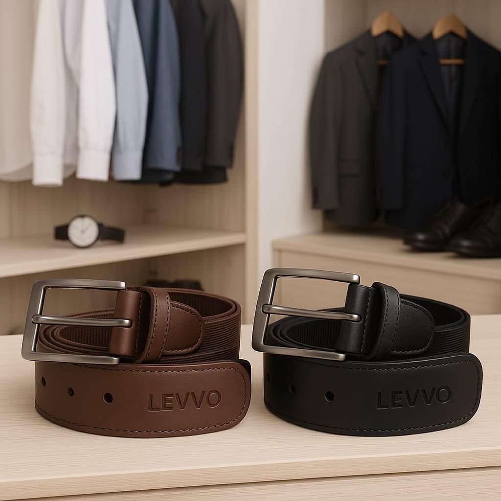 Cinto Masculino Couro Legítimo com Elástico Ajustável Preto Marrom Café Resistente Versátil Premium