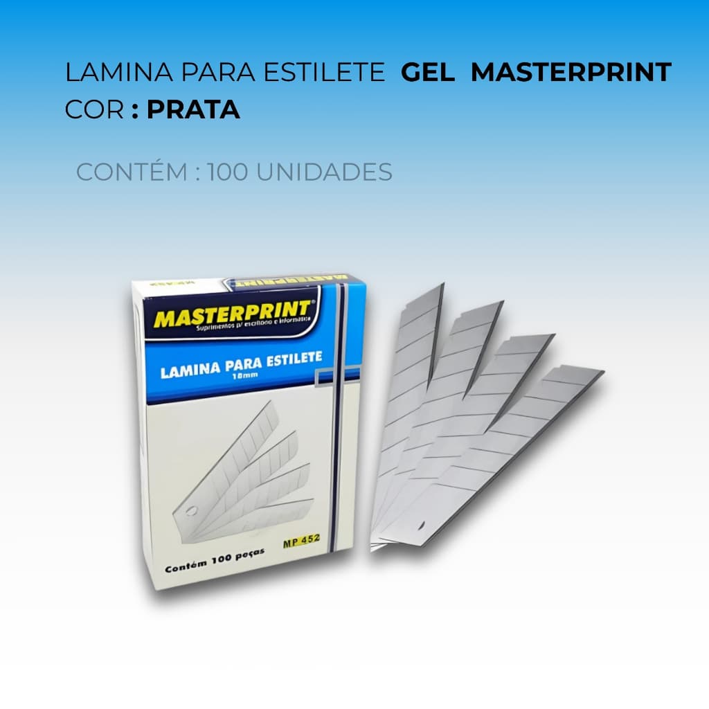Lamina Para Estilete MASTERPRINT MP452 |18MM| 100 UNIDADES