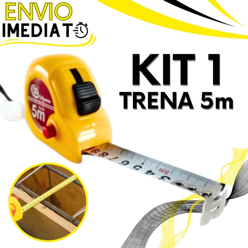 Trena Métrica de Medição 5 Metros Profissional Fita Métrica Retrátil Resistente Para Obras e Reforma Com Trava