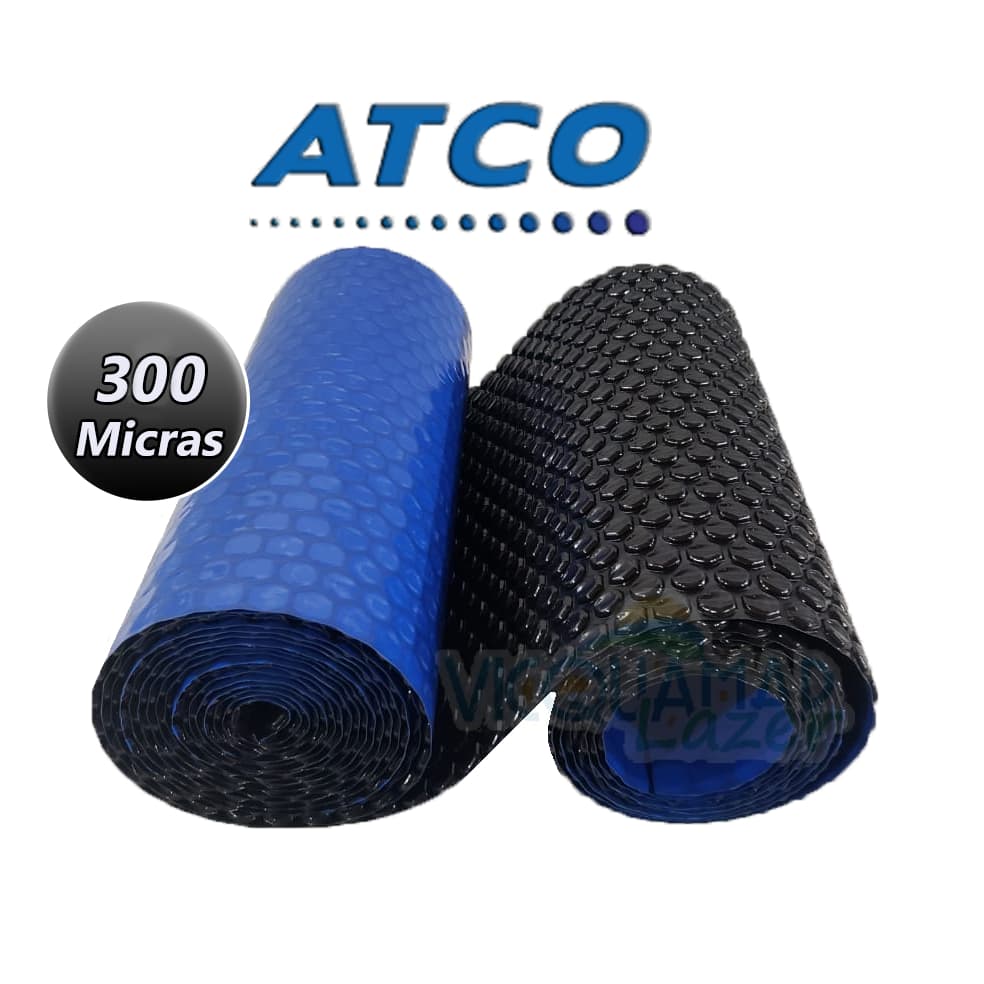 Capa térmica Piscina Atco 4 x 2,5 azul e preta 300 micras