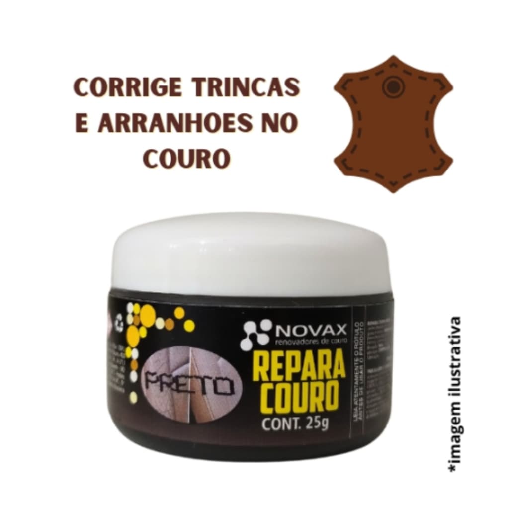 Massa Repara couro Novax 25g corrige tricas, arranhoes em couro liso