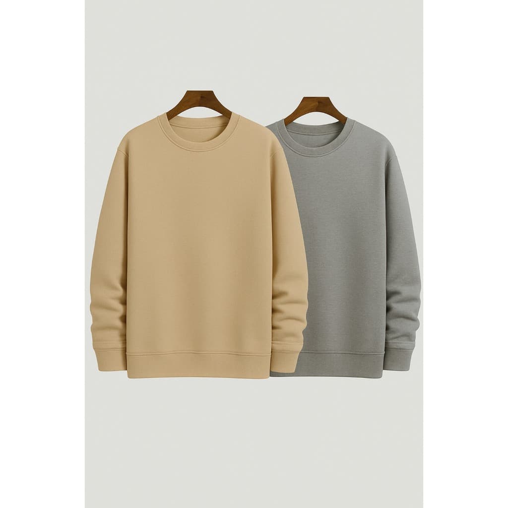 POLARBEAR Conjunto 2 Moletom Gola Careca Unissex Varias Cores Liso Sem Estampa