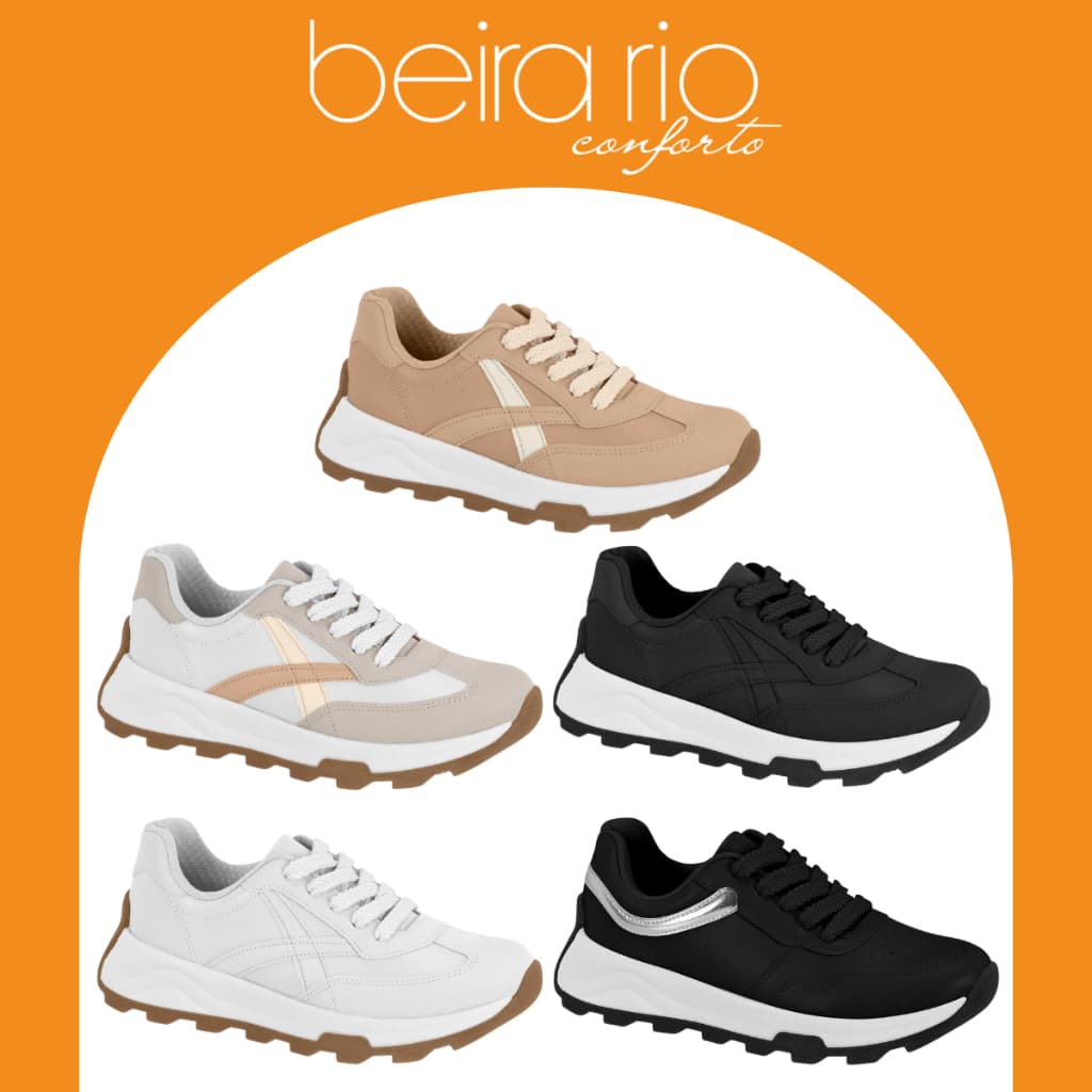 Tênis Beira Rio Feminino Casual Conforto Elegante Casual Macio Antiderrapante Facilidade de Limpeza