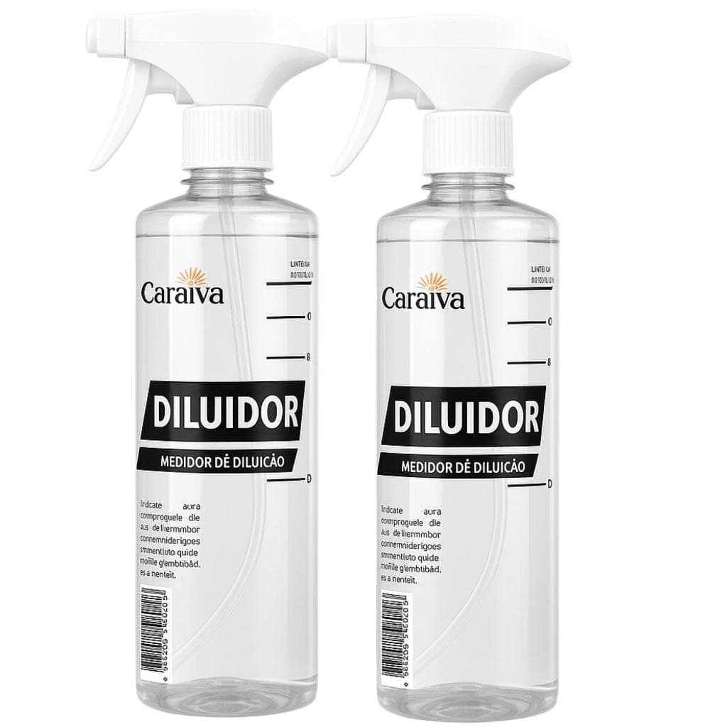 Frasco Para Diluição Com Pulverizador Gerador De Espuma 500ml Caraíva 2 Unidades Medidor de Diluição