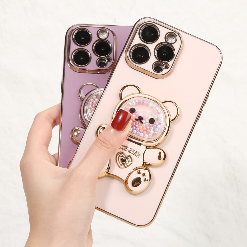 Capa Capinha Luxuosa Suporte Urso Moto G04 G05 G06 G14 G24 G34 G54 G55 G56 G75 G84 G85 G86