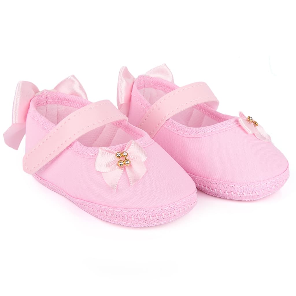 Sapatilha Infantil Bebê Menina Batizado Laço Strass Confortável Passeio Velcro Elegante Festa
