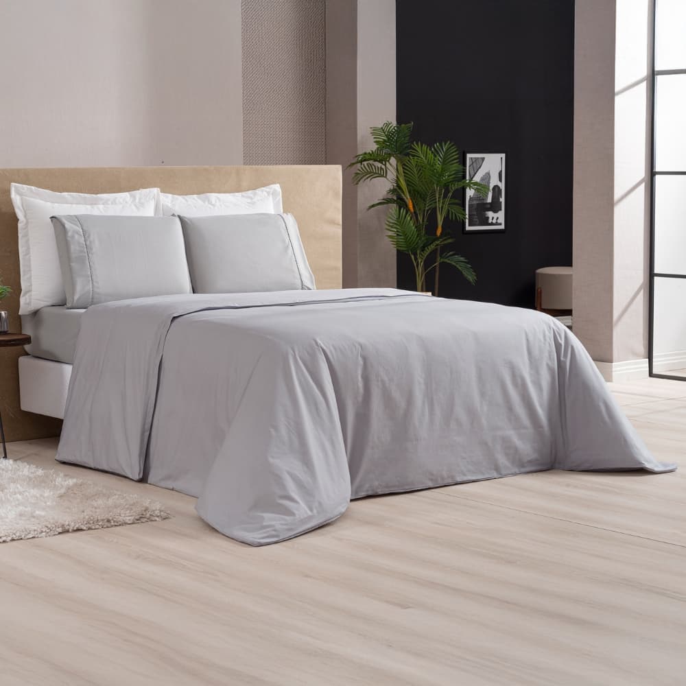 Capa de Edredom Duvet Percal 400 Fios Acetinado Dupla Face com Zíper