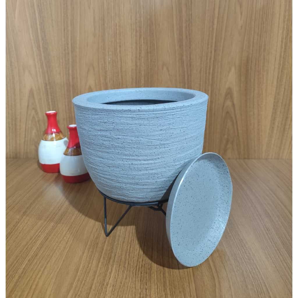 Vaso Polietileno Bojo n 1 Escovado C/ Prato Coletor + Suporte para Vasos