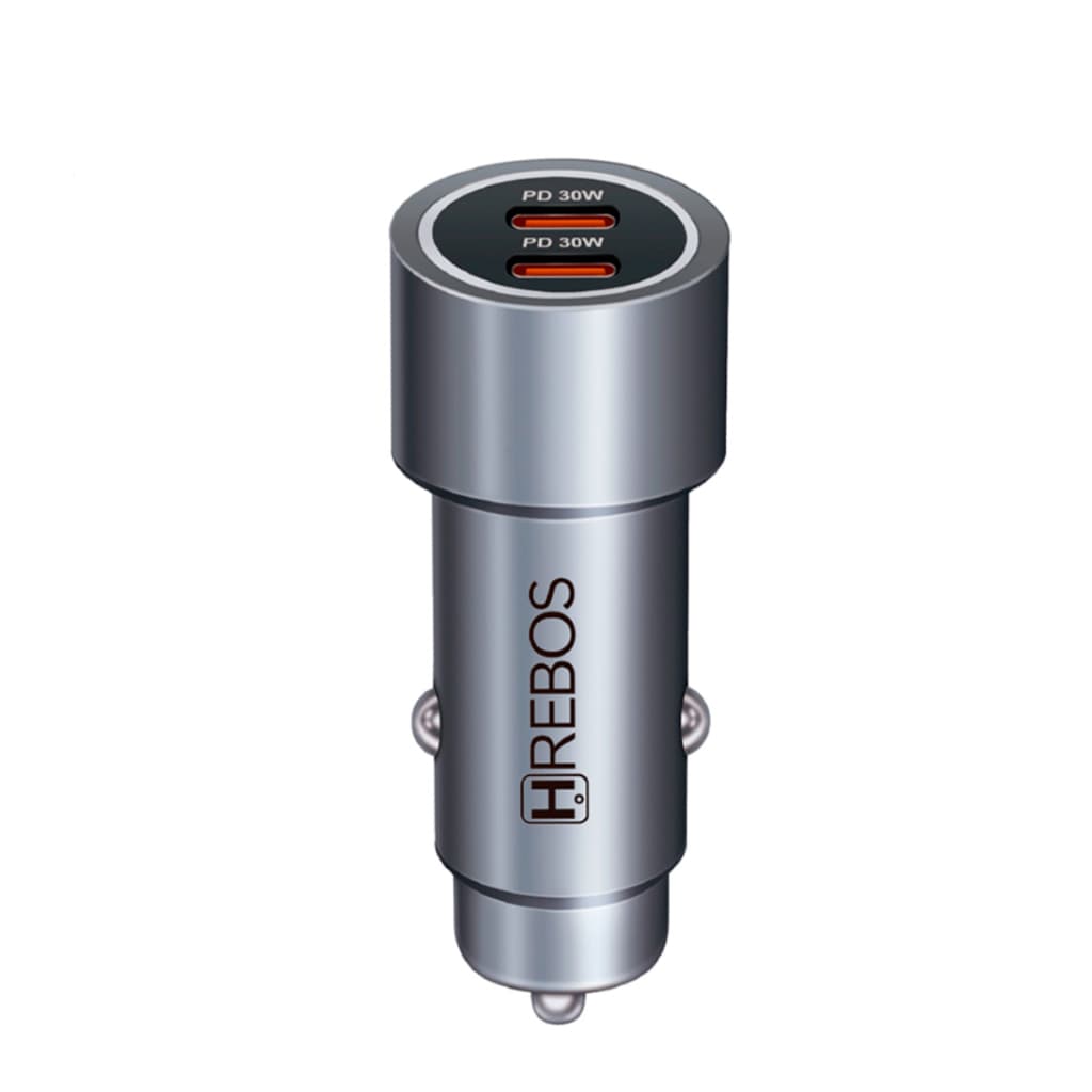 Carregador Veicular Turbo Carro Celular 2x Usb Tipo C 60w Hrebos Premium CRV-203CC