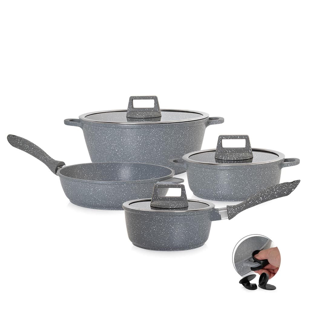 Jogo de Panelas Revestimento Antiaderente Indução 4 Peças Graniflon Cinza Moda do Chef