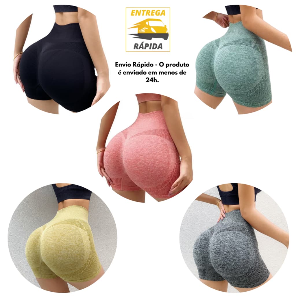 Short Fitnes Feminino Levanta Bumbum Macio Alta Qualidade Diminui Celulite Confortável Academia Yoga