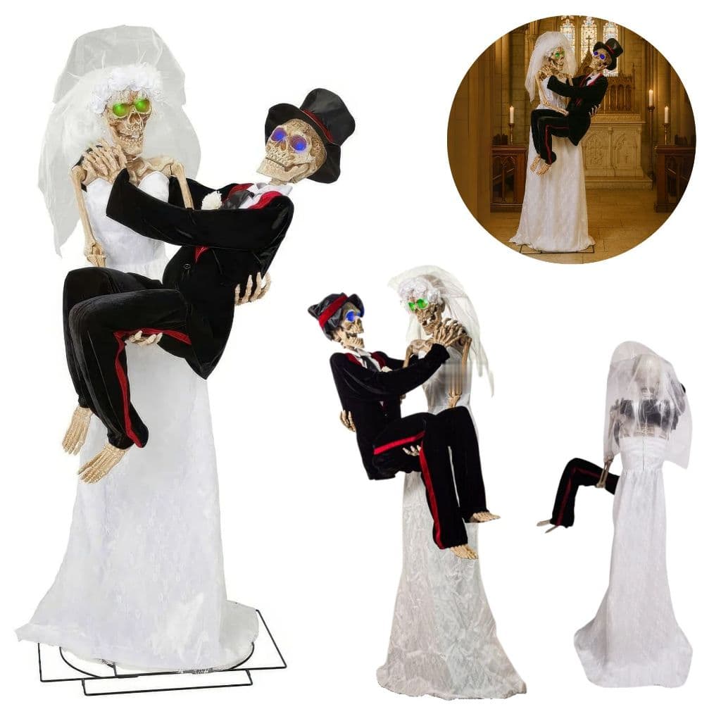 Animatronic Esqueletos Decoração Halloween Casamento Macabro C/ Luz Led Sensor Movimento Som Terror
