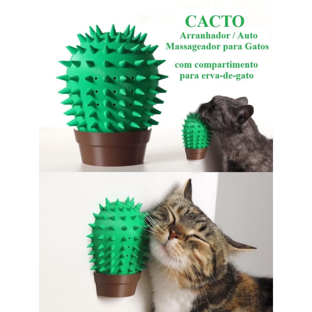 Brinquedo Cacto para Gatos – Auto Massageador com Compartimento para Erva-do-Gato (Catnip)