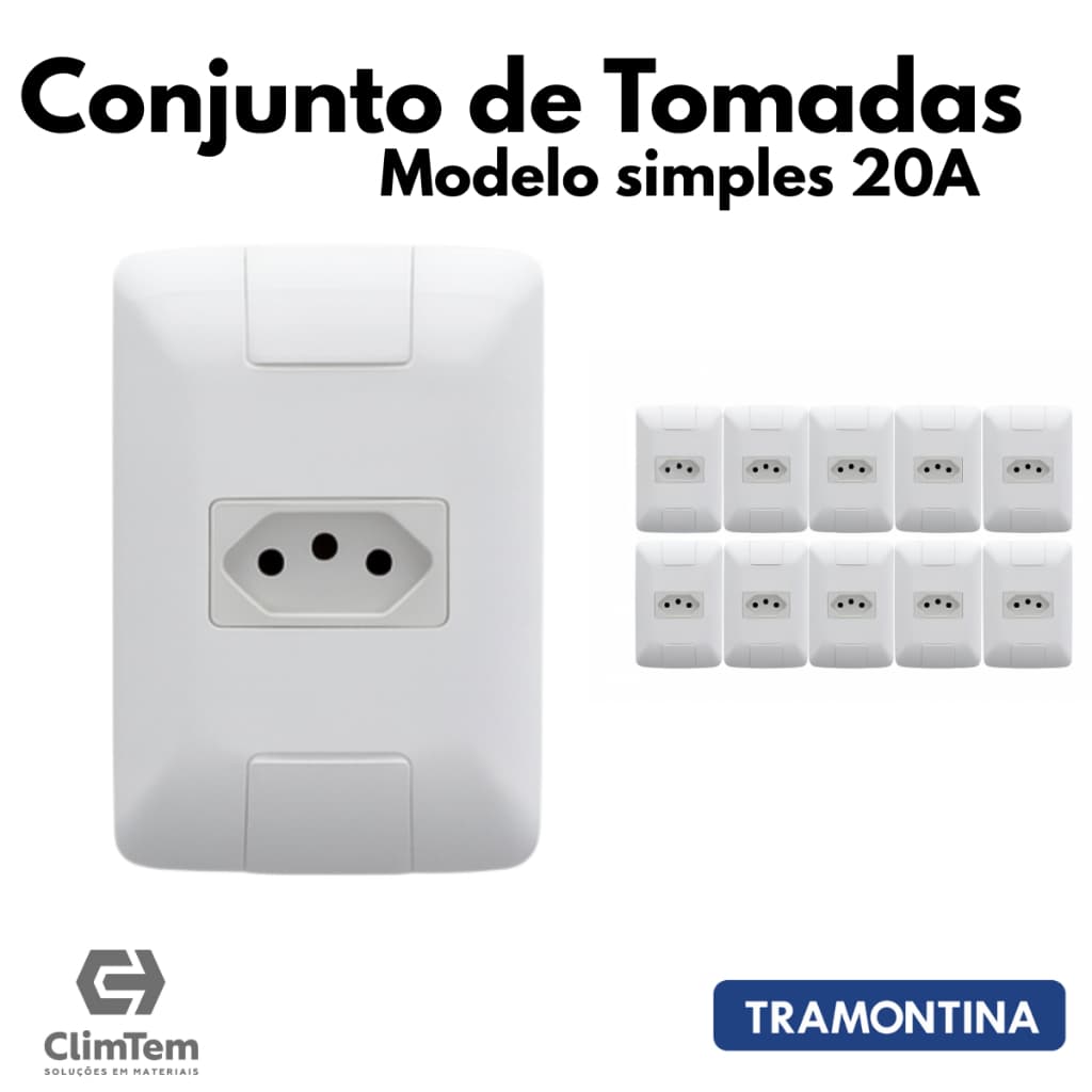 Kit 10 Tomadas Simples Linha Aria 20A 250V Tramontina