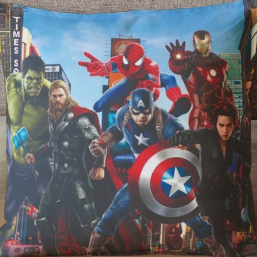 Capa de Almofada Estampada 45x45cm Personalizada Super Heróis Oxford Decorativa quarto Sala