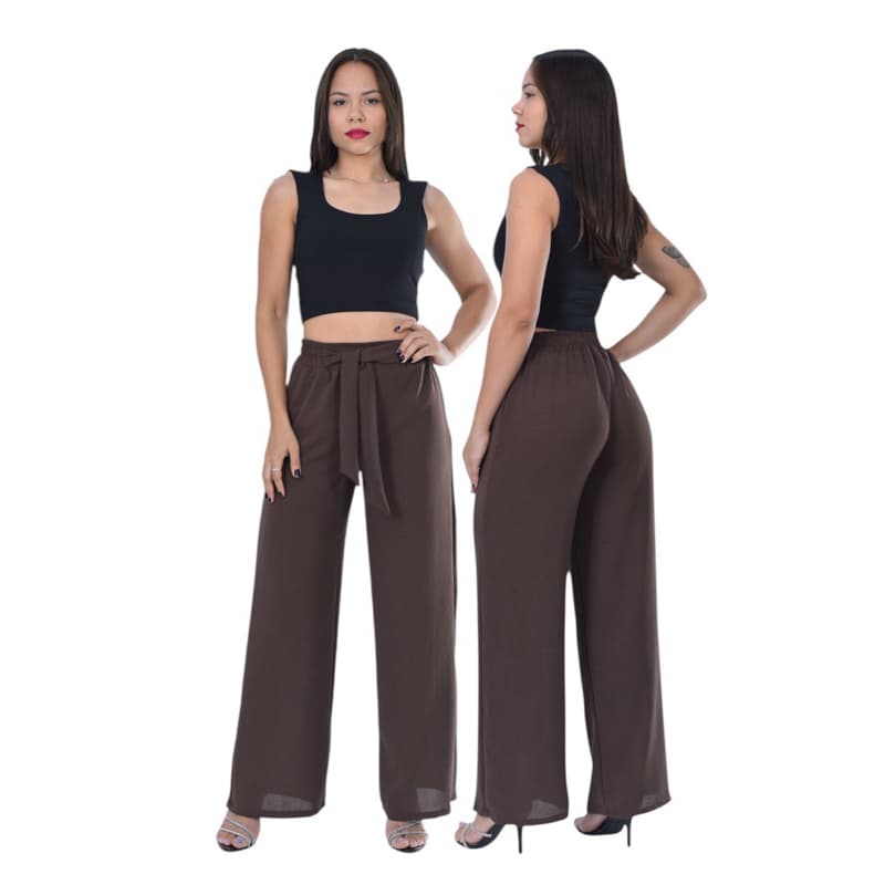 Calça Pantalona Feminina Dunas | Roupas Elegantes para Trabalho e Dia a Dia Cintura Alta