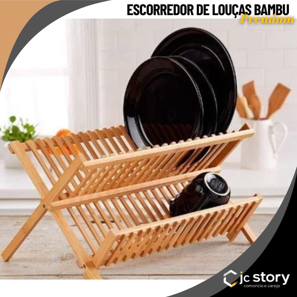 Escorredor de Pratos de Bambu com 14 Divisórias organizador de cozinha e utensílios