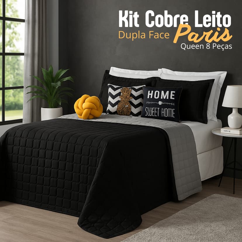Cobre Leito Casal Queen Dupla Face 8 Peças Enxoval Premium