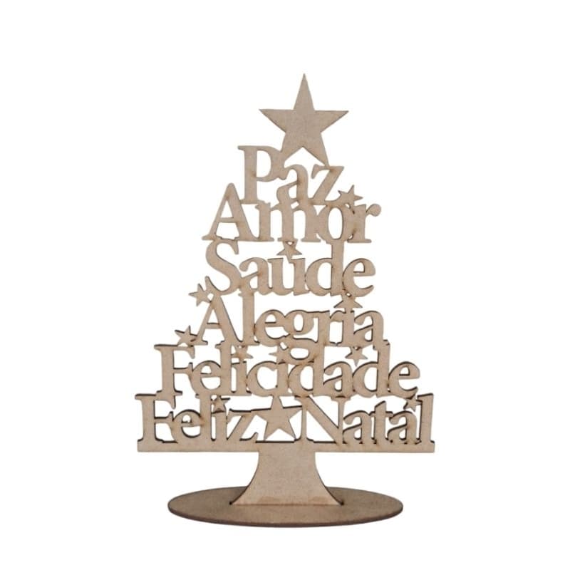Kit 10 Árvores de Natal Palavras em MDF