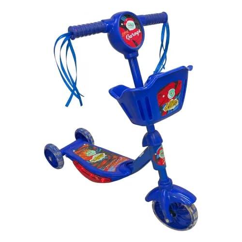 Patinete Infantil 3 Rodas Led Brinquedo Seguro Musical Azul Turma Do Patinete