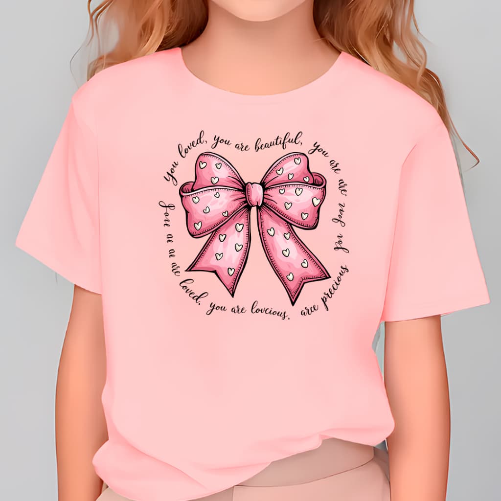 Camiseta Infantil Feminina Laço Rosa – Estampa Fofa | Do 2 ao 14 Anos