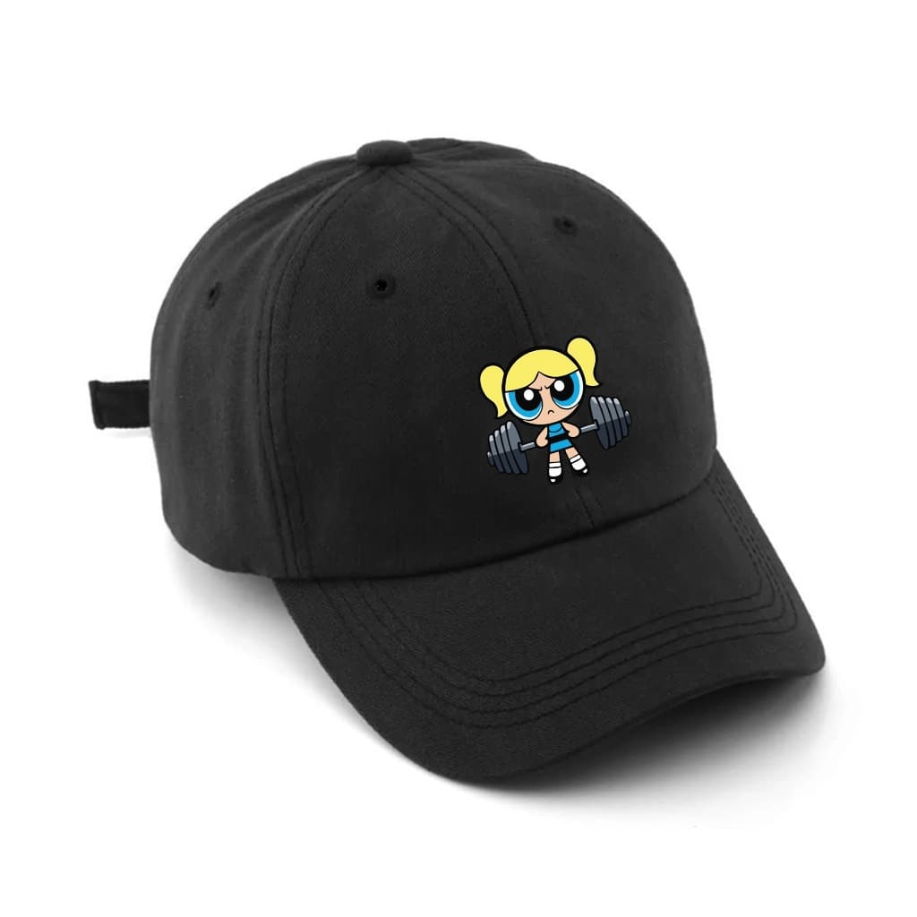 Boné Lindinha Meninas Super Poderosas Fitness Estampado Unissex Regulagem Boné Preto Academia