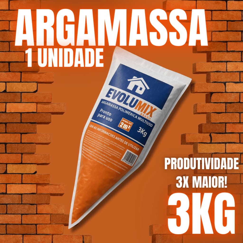 Argamassa Polimérica Bisnaga 3kg Massa Pronta P Construção Assentar Blocos Tijolos Fácil Aplicação