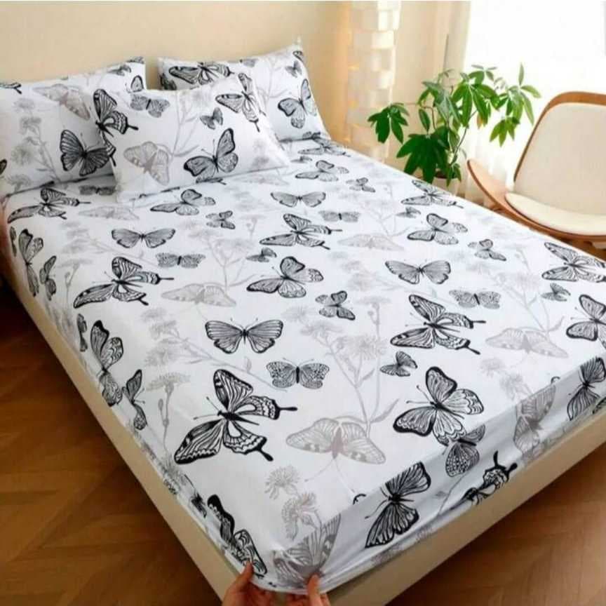 Lençol Cama Casal 4 Peças Jogo Roupa de Cama Com Elástico Estampado.
