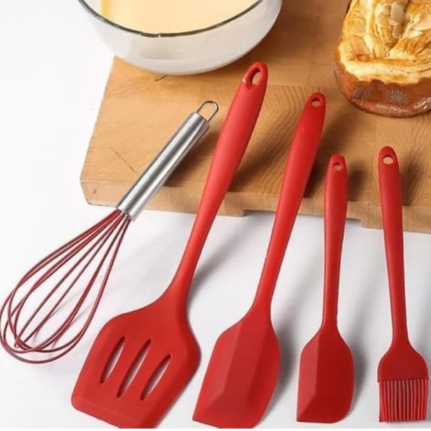 Kit 5 Utensílios De Silicone Cozinha Colher Espátulas Escova Resistente ao Calor c