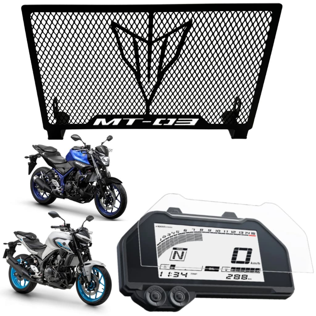 Kit Protetor De Radiador + Pelicula Painel Mt 03 Proteção Yamaha Mt-03 2015 A 2026