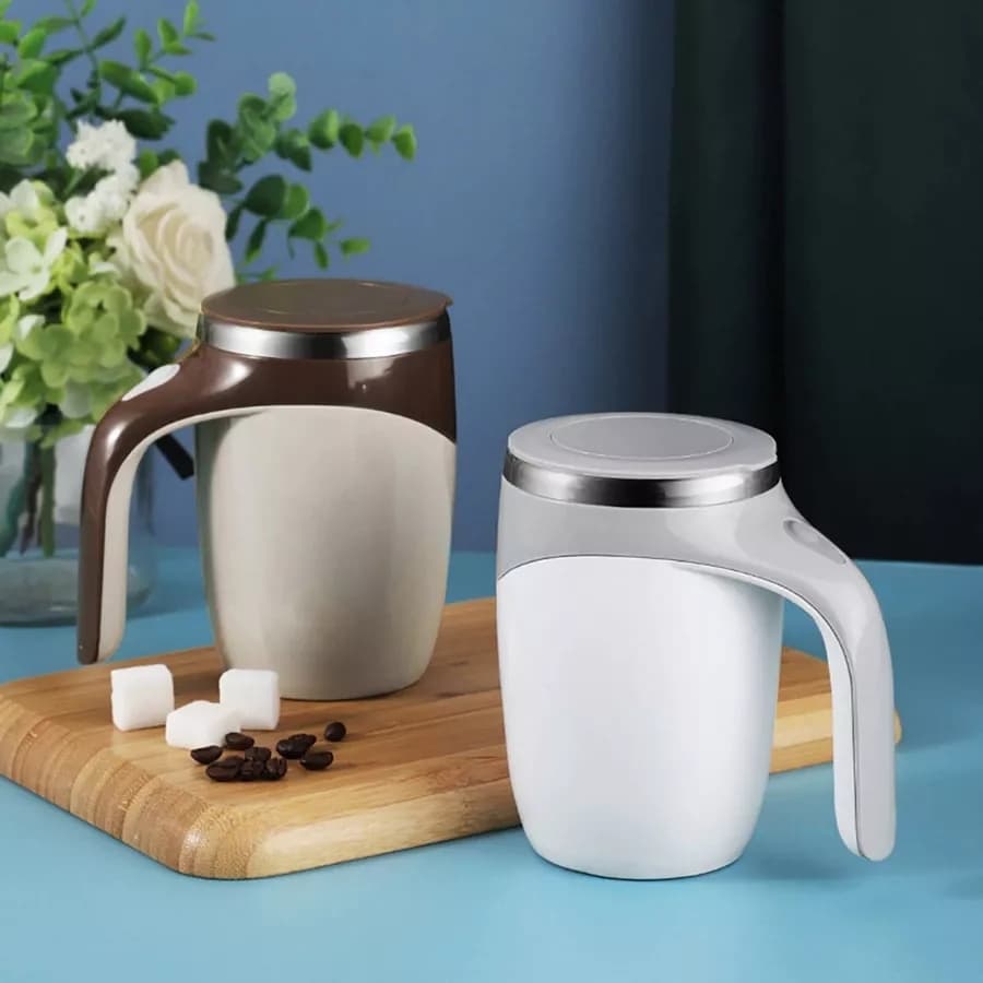 Caneca Mixer Misturadora Magnética Automática Inox Copo Elétrico Leite Café Chocolate Whey 380ml