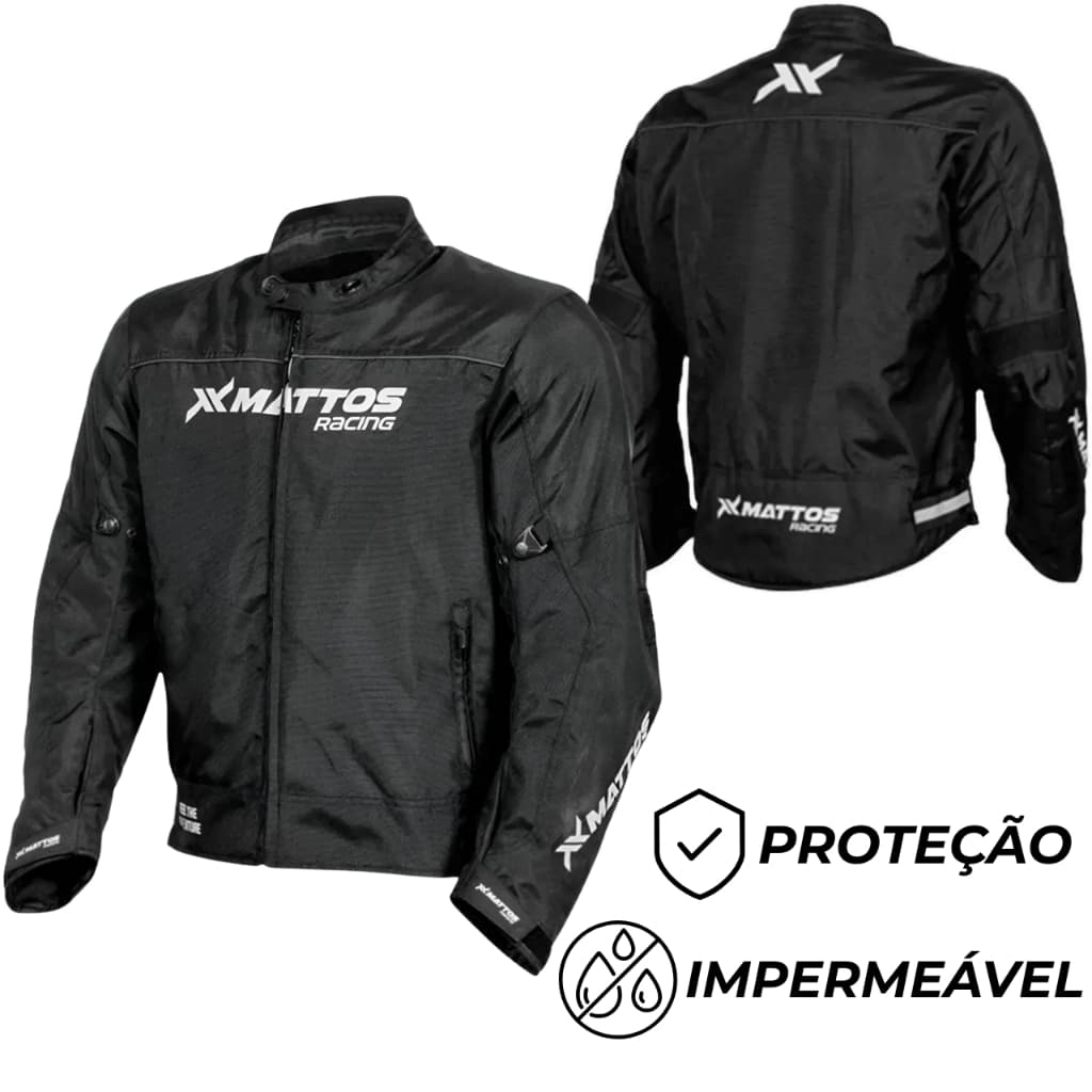 Jaqueta Moto Mattos Racing Vista Preto Impermeável Com Proteção Motociclista Motoboy