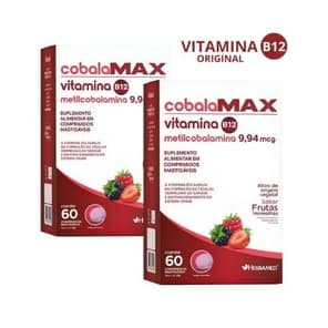 Kit com 2 Cobalamax Vitamina B12 Metilcobalamina 60 Comprimidos Mastigáveis Herbamed