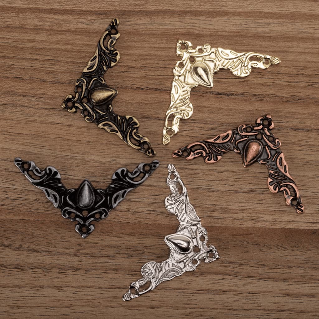 Kit 4 Cantoneiras Grande Metal Decoração Artesanato Caixas Mdf + Parafusos Espelhos Vidros