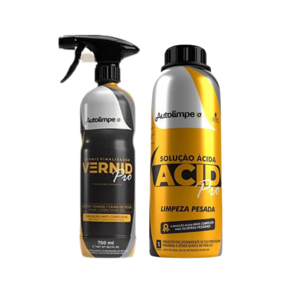 Dual: Acid Pro Autolimpe Limpador 1L + Verniz Pro para Motor, Proteção e Limpeza Completa