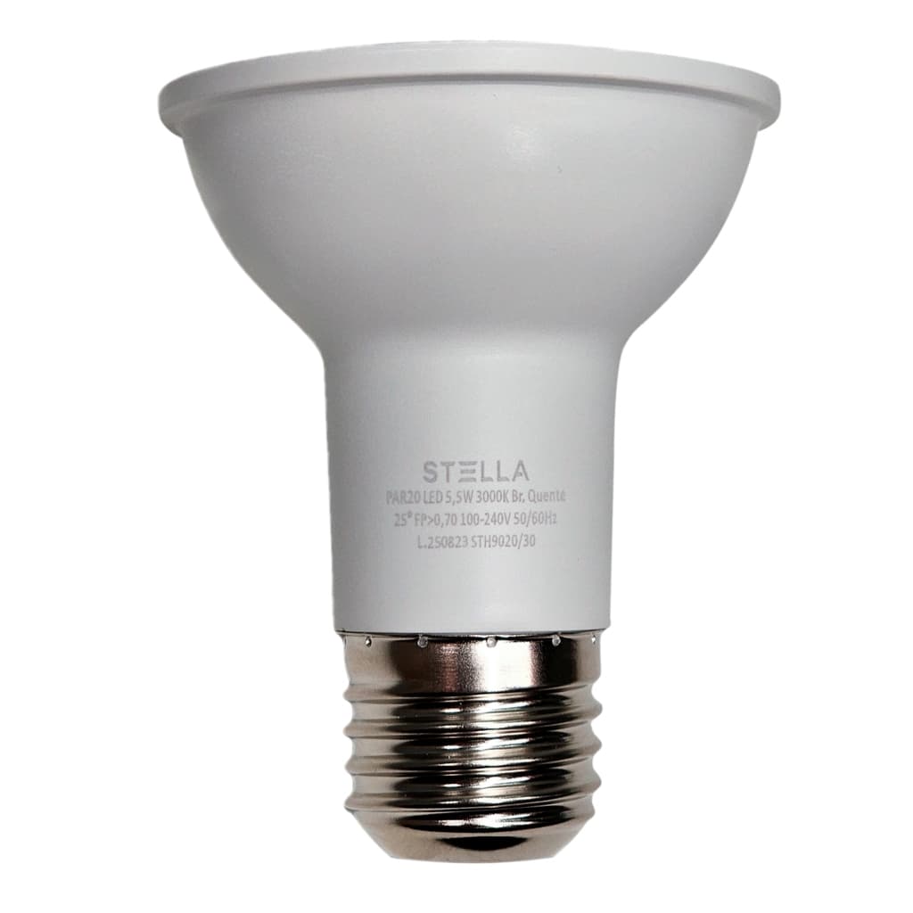 Lâmpada LED PAR20 E27 5,5W 2700K 3000K 25° Luz Quente Bivolt Iluminação Spot Decorativa