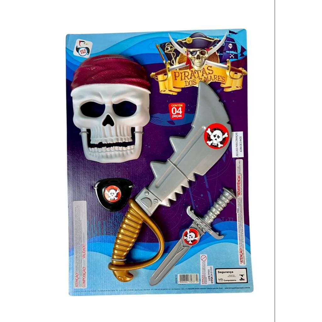Kit Pirata Infantil Espada Tapa Olho Gancho