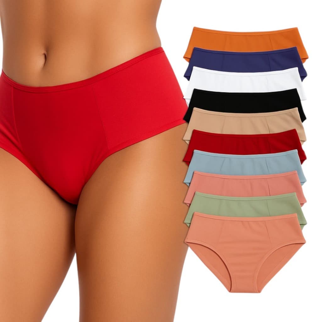 KIT 10 Calcinhas Conforto PREMIUM com Pala Dupla Lateral em Poliamida (P ao GG) | Segura Barriga