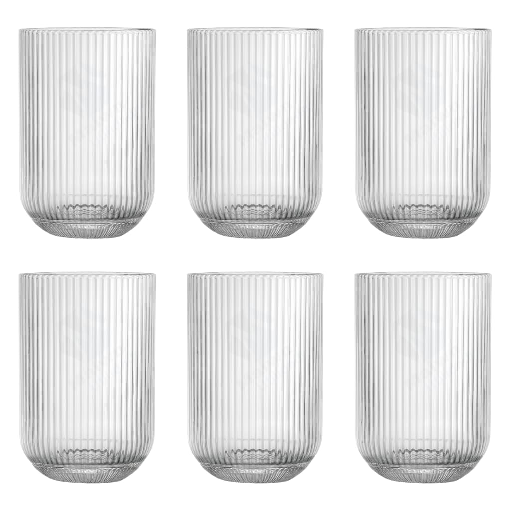 Kit 6 Copos de Vidro Canelado Resistente 423ml TransparentesElegante Suco Água e Bebidas