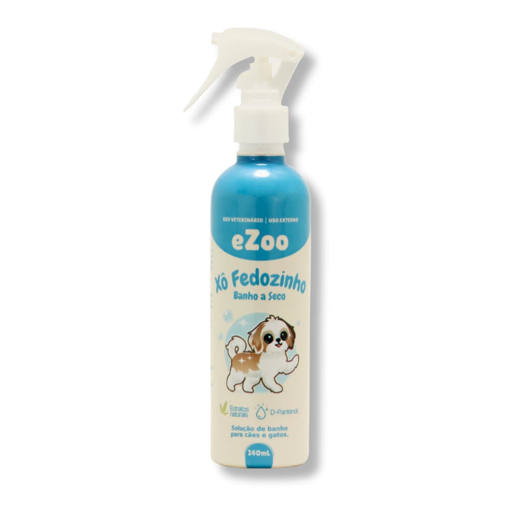 Banho a Seco Spray Sem Enxágue para Cachorro e Gato Xô Fedozinho eZoo 240 ml