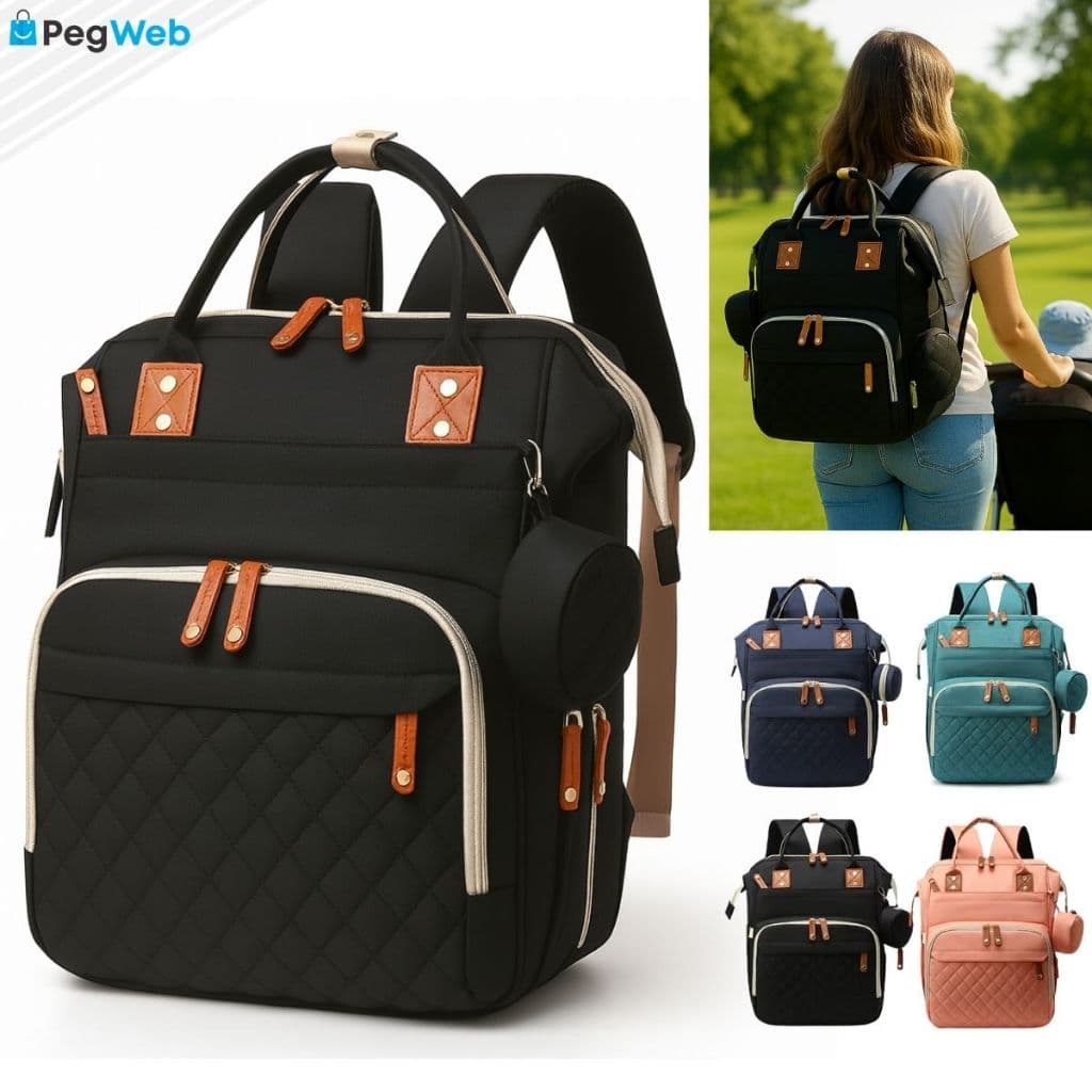 Mochila Maternidade Bolsa Bebê Grande Multifuncional Baby Passeio Impermeável Luxo Premium PEGWEB