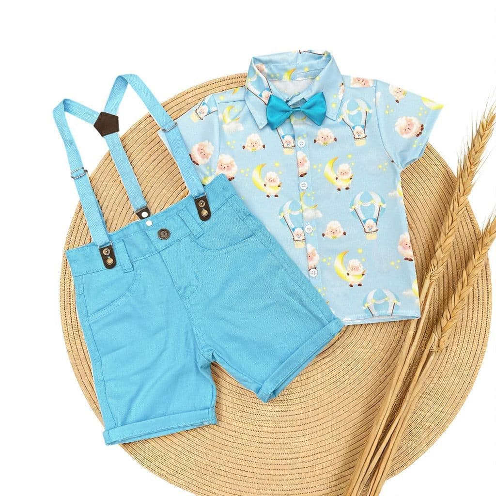 Conjunto Menino Tematico aniversário Ovelha Ovelhinha
