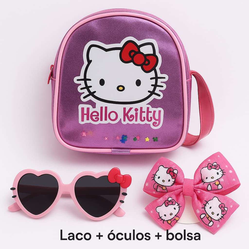 kit bolsa infantil menina 1 bolsa transversal 1culos infantil 1 laço de cabelo,modinha kit presente