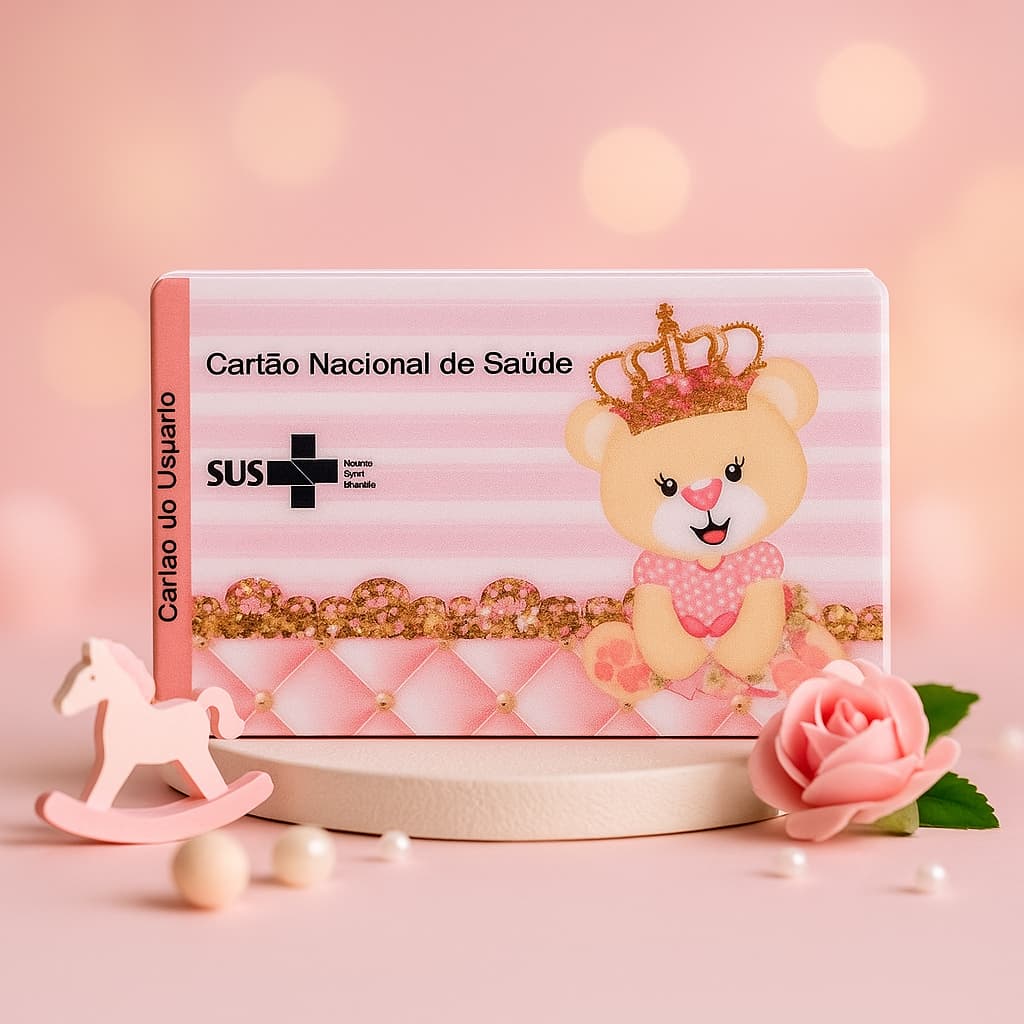 cartão do sus infantil personalizado ursinha princesa
